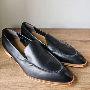 LIKE NEW EVERLANE BLACK LEATHER POINTY LOAFERS SIZE 11 WOMENS